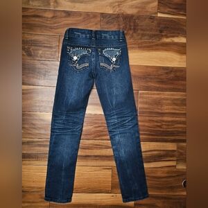 Girls Size 8 Almost Famous Blue Jeans with Embellished Pockets